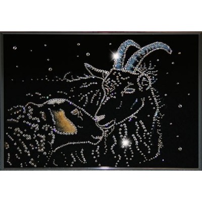 Картина Swarovski "Овечка и козел", 1253 кристалла, 40х30 см