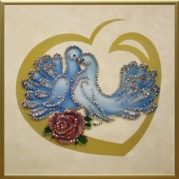 Картина Сваровски "Любовь и голуби", 25 х 25 см