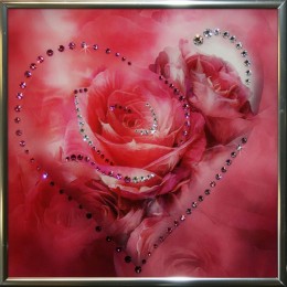 Картина Swarovski "Розовое Сердечко", 20х20см