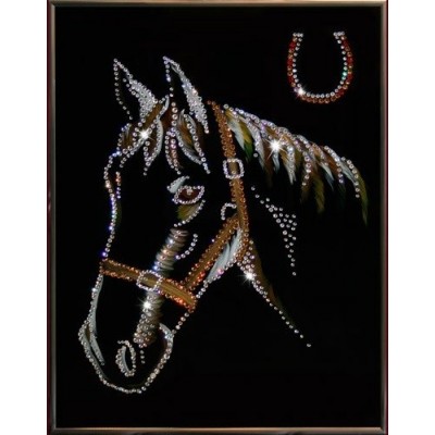 Картина с кристаллами Swarovski "Лошадь и подкова"