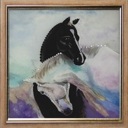 Картина Сваровски "Инь-янь в год лошади" ч/б, 25 х 25 см