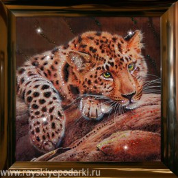Картина из кристаллов Swarovski "Леопард"