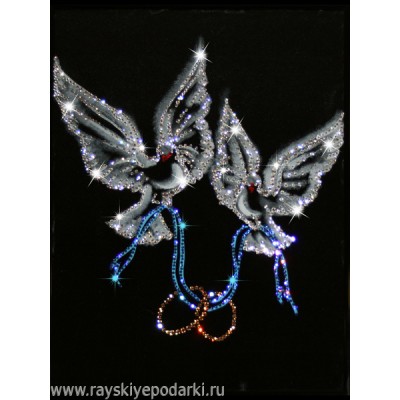 Картина из кристаллов Swarovski "Любовь и голуби"