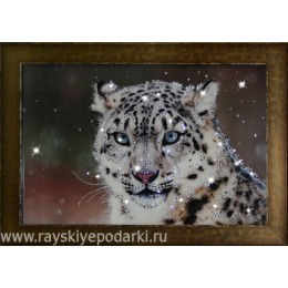 Картина из кристаллов Swarovski "Снежный барс"