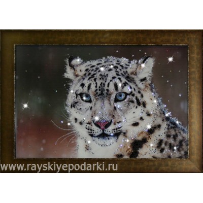 Картина из кристаллов Swarovski "Снежный барс"