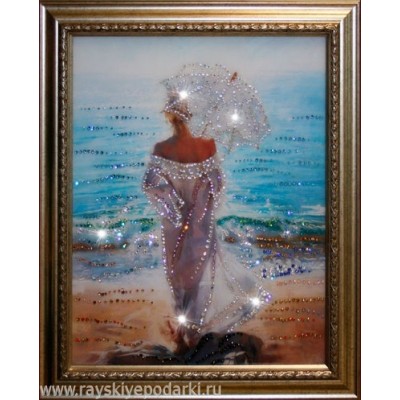 Картина из кристаллов Swarovski "Влюбленная в море"