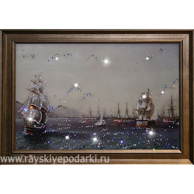 Картина из кристаллов Swarovski "Военный флот"