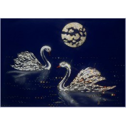 Картина с кристаллами сваровски "Лебеди"