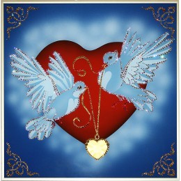 Картина с кристаллами сваровски "На крыльях любви"
