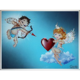 Картина сваровски "Влюбленные ангелочки"