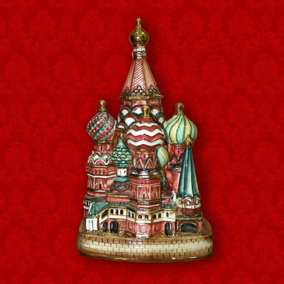 Подарочный цветной штоф с золотом "Храм Василия Блаженного", 0,7 л