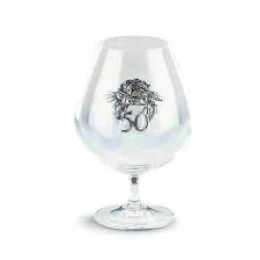 Подарочный бокал для коньяка с оловянным декором "Пятидесятилетие" выс.17,5см