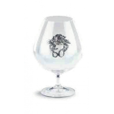 Подарочный бокал для коньяка с оловянным декором "Шестидесятилетие" выс.17,5см