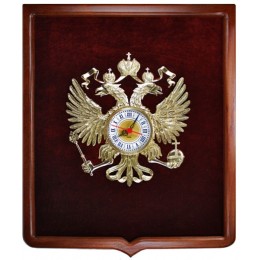 Часы настенные из бронзы с геральдической рамкой "Герб России" выс.47,5см