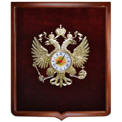 Часы настенные из бронзы с геральдической рамкой "Герб России" выс.47,5см