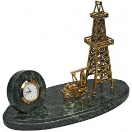 Часы настольные из бронзы "Нефтяная вышка с качалкой" дл.21см