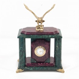 Декоративные часы из змеевика "Гордый орёл", высота 24 см