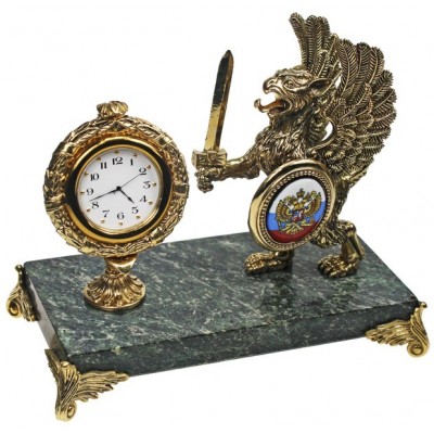 Настольные бронзовые часы "Грифон" дл.20,5см