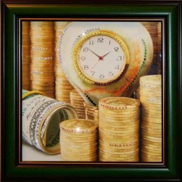 Картина с кристаллами Swarovski "Время деньги 3"