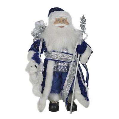 Новогодняя кукла "Дед Мороз с медвежонком" (синий) h.41см