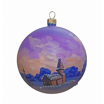 Новогодний шарик с кристаллами Swarovski "Зимний закат", d.10см