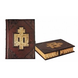 Подарочная книга в кожаном переплете "Библия большая с литьем"