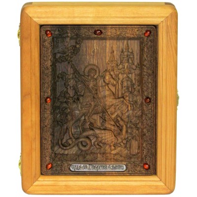 Резная икона "Чудо святого Георгия о змие"