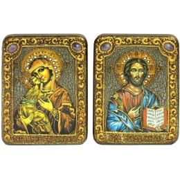 Венчальная пара икон "Владимирская Божия Матерь и Господь Вседержитель"