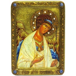 Живописная икона "Ангел Хранитель" на кипарисе
