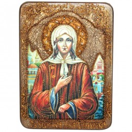 Подарочная аналойная икона "Святая Блаженная Ксения Петербургская" на мореном дубе
