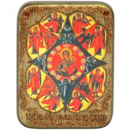 Подарочная икона "Образ Божией матери Неопалимая купина" на мореном дубе