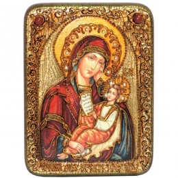 Подарочная икона "Образ Божией Матери Утоли моя печали" на мореном дубе