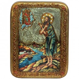 Подарочная икона "Преподобный Алексий, человек Божий" на мореном дубе