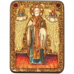 Подарочная икона "Святитель Николай, чудотворец" на мореном дуб