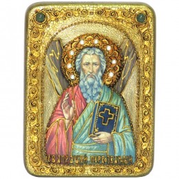 Подарочная икона "Святой Апостол Андрей Первозванный" на мореном дубе