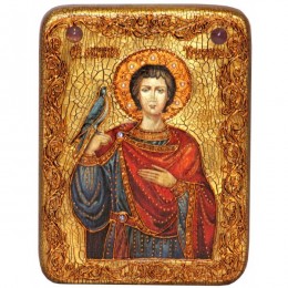 Подарочная икона "Святой мученик Трифон" на мореном дубе