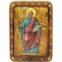 Живописная икона "Первоверховный апостол Павел" на сакральном кипарисе