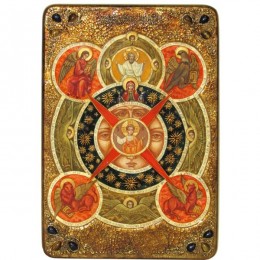 Живописная икона "Всевидящее Око Божие" на сакральном кипарисе