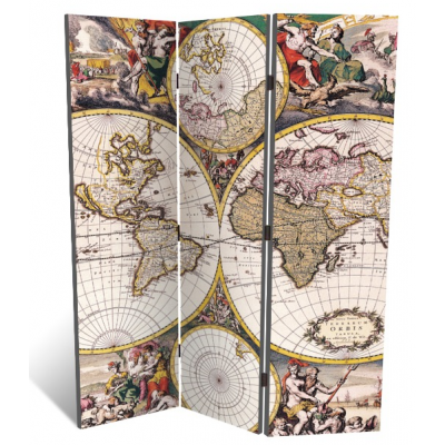 Декоративная 3-х створчатая ширма "Карта древнего мира", дл.135см