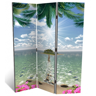 Декоративная 3-х створчатая ширма "Райский остров", дл.135см