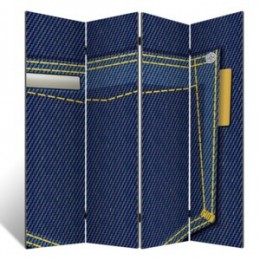 Декоративная 4-х створчатая ширма "Джинсовый карман", дл.180см