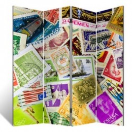 Декоративная 4-х створчатая ширма "Коллекция марок", дл.180см
