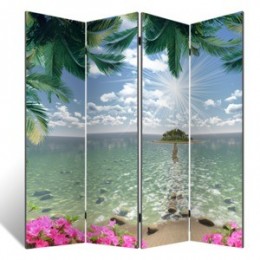Декоративная 4-х створчатая ширма "Райский остров", дл.180см