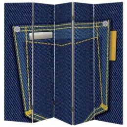 Декоративная 5-и створчатая ширма "Джинсовый карман", дл.225см
