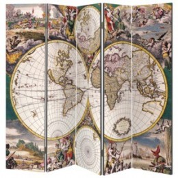 Декоративная 5-и створчатая ширма "Карта древнего мира", дл.225см