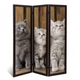 Декоративная двухсторонняя ширма - перегородка "Три котенка", дл.165см