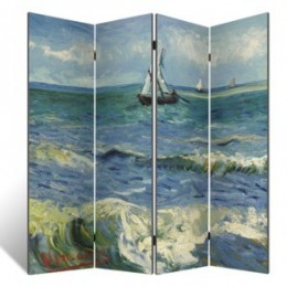 Декоративная ширма - репродукция картины Ван Гога "Морской пейзаж в Сен-Мари", дл.180см
