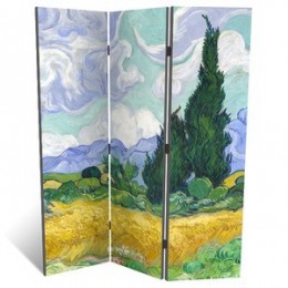 Декоративная ширма - репродукция картины Ван Гога "Пшеничное поле с кипарисом", дл.135см