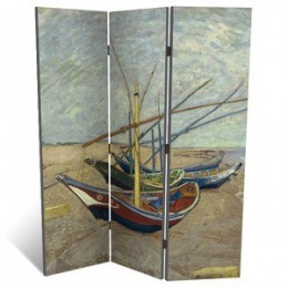 Декоративная ширма - репродукция картины Ван Гога "Рыбацкие лодки на пляже в Сен-Мари", дл.135см