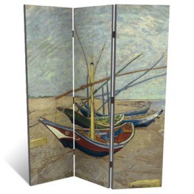 Декоративная ширма - репродукция картины Ван Гога "Рыбацкие лодки на пляже в Сен-Мари", дл.135см